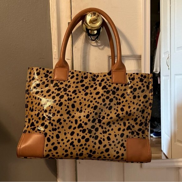 Tory Burch Tan Leopard Cheetah Tote Handbag - Picture 4 of 8
